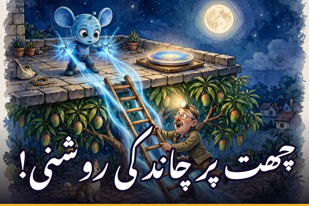 چھت پر چاند کی روشنی!